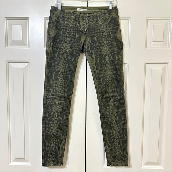Balmain Snakeskin Skinny Jeans Size 29 Low Waist Stretch Fit Jeggings Ankle Zip - Picture 2 of 16